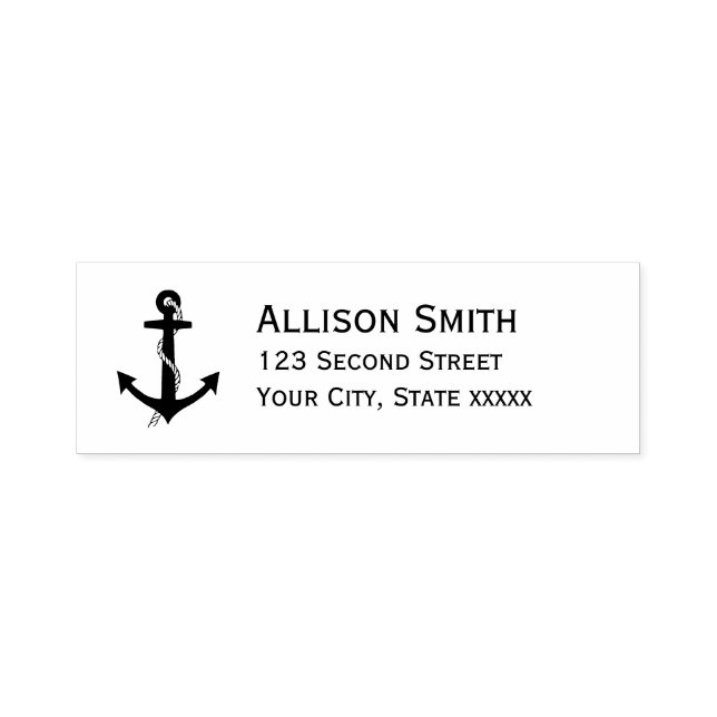 Nautical Anchor Black Return Address Self-inking Stamp (Design)
