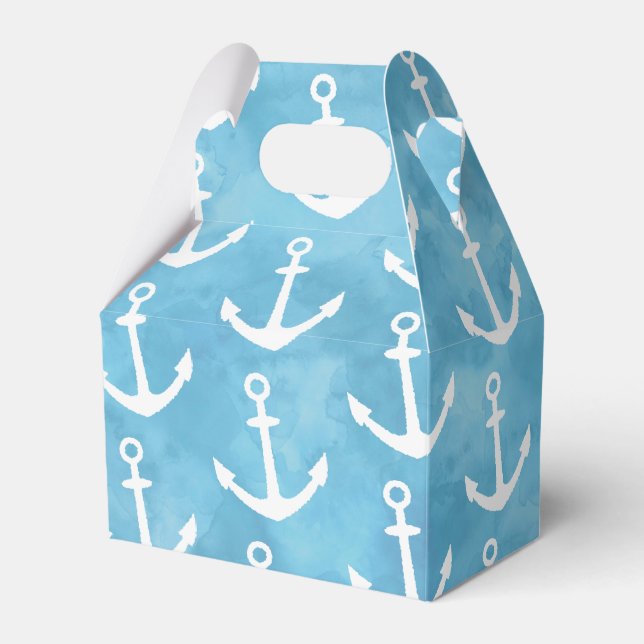 Nautical Anchor Blue Baby Shower Favour Box (Front Side)