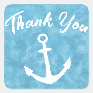 Nautical Anchor Blue Baby Shower Square Sticker