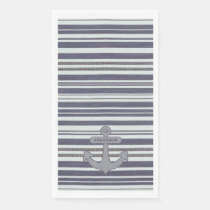 Nautical Anchor Blue Denim Stripe Napkin