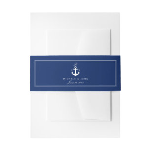 Nautical Anchor Blue Elegant Monogram Belly Bands Invitation Belly Band