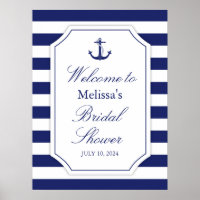 Nautical Anchor Blue Stripe Large Bridal Shower