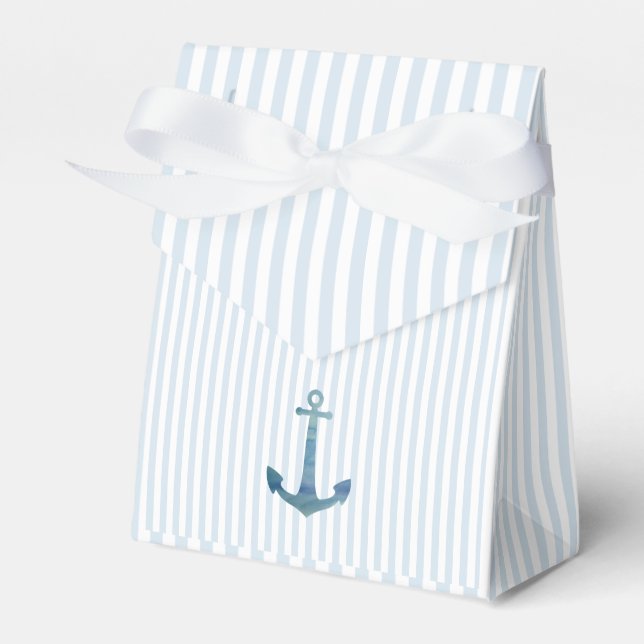 Nautical Anchor Blue Stripe Preppy Favour Box (Front Side)