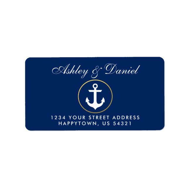 Nautical Anchor Blue Wedding Address Label (Front)