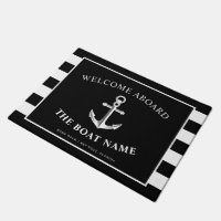 Nautical Anchor Boat & Captain Name Black Stripes