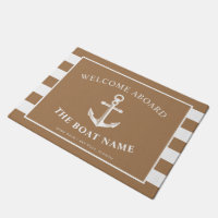 Nautical Anchor Boat & Captain Name Khaki Stripes