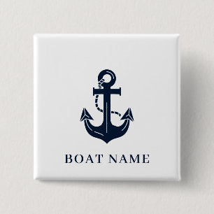 Nautical Anchor Boat Name 15 Cm Square Badge