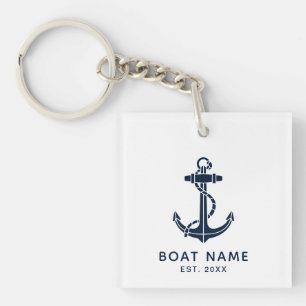 Nautical Anchor Boat Name and Year Custom Key Ring