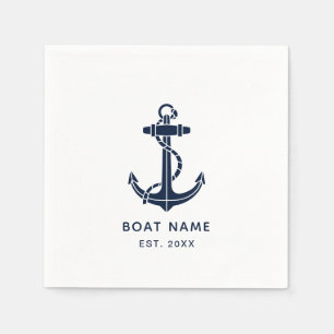 Nautical Anchor Boat Name and Year Paper Napkin