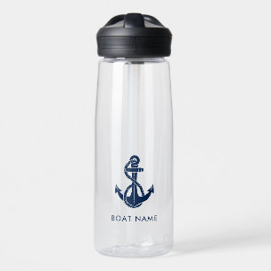 Nautical Anchor Boat Name Beach Trip Custom Water Bottle