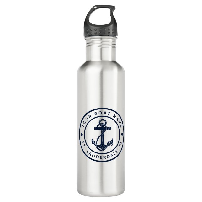 Nautical Anchor Boat Name Boating Custom 710 Ml Water Bottle (Front)