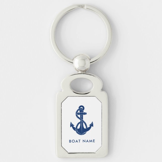 Nautical Anchor Boat Name Captain Custom Key Ring (Front)