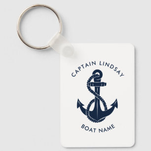 Nautical Anchor Boat Name Captain Keepsake Custom Key Ring