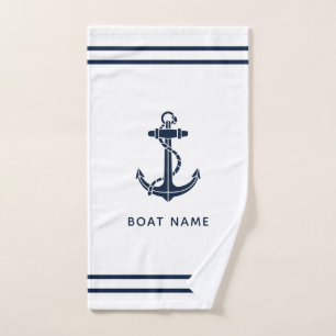 Nautical Anchor Boat Name Cruise Custom Hand Towel
