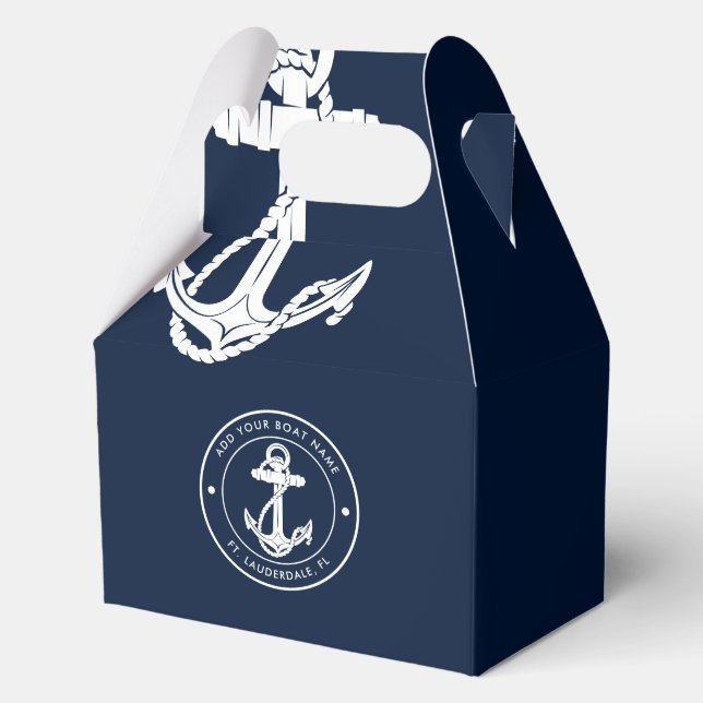Nautical Anchor Boat Name Custom Favour Box (Front)