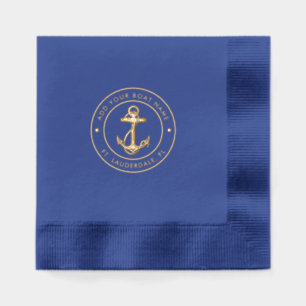 Nautical Anchor Boat Name Custom Foil Napkins