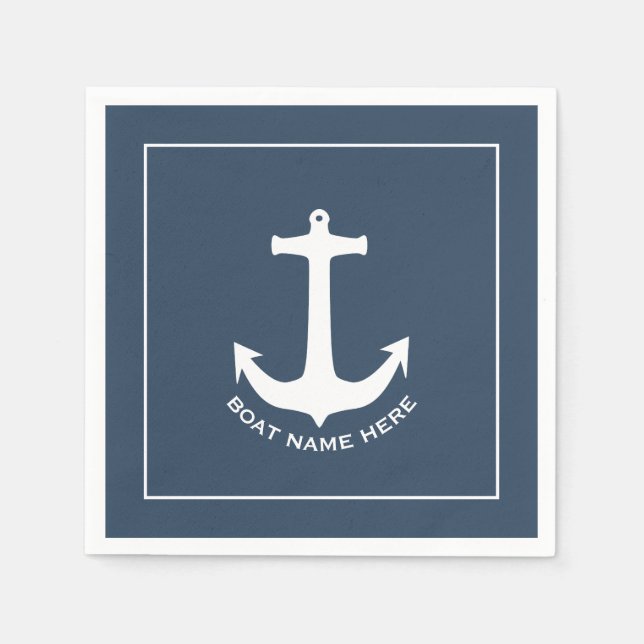 Nautical Anchor Boat Name Napkins (Front)