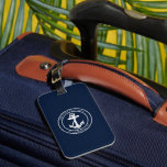 Nautical Anchor Boat Name Navy Blue Custom Boating Luggage Tag<br><div class="desc">Add your boat or captain's name and dock by clicking the "Personalise" button above. Set sail in style with our custom nautical-themed boating swag luggage tag, the ultimate companion for your maritime adventures. The luggage tag boasts a cute design inspired by the ocean's wonders, featuring classic maritime motifs such as...</div>