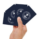 Nautical Anchor Boat Name Navy Blue Custom Playing Cards<br><div class="desc">Add your boat or captain's name and dock by clicking the "Personalise" button above. Set sail in style with our custom nautical-themed boating swag playing cards, the ultimate companion for your maritime adventures. The playing cards boasts a cute design inspired by the ocean's wonders, featuring classic maritime motifs such as...</div>