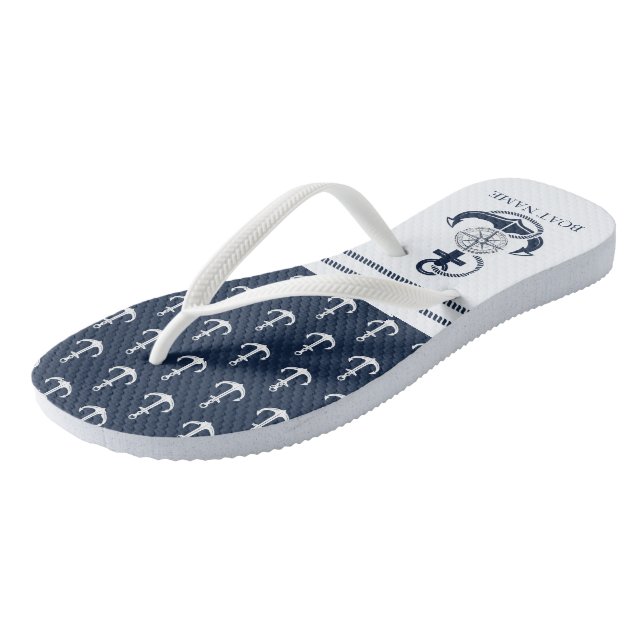 Nautical Anchor Boat Name Thongs (Angled)