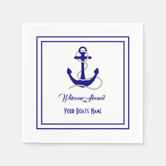 Nautical anchor boats name napkin