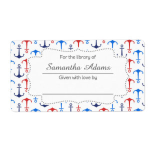 Nautical Anchor Bookplate Label Sticker