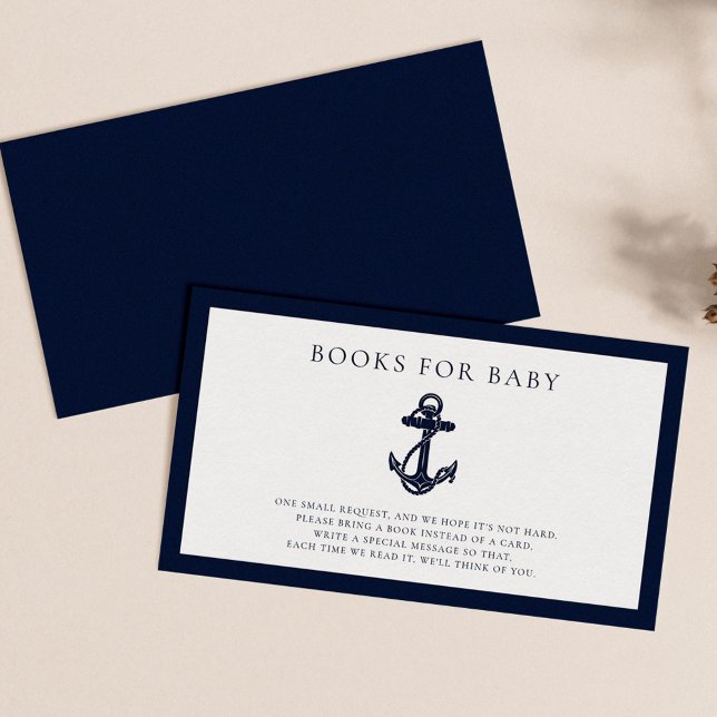 Nautical Anchor Boy Baby Shower Books for Baby Enclosure Card (Nautical Anchor Baby Shower Books Request Enclosure Card)