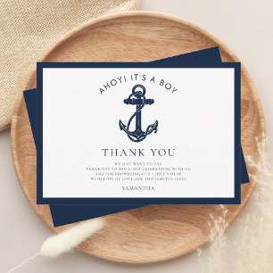Nautical Anchor Boy Baby Shower Thank You Card