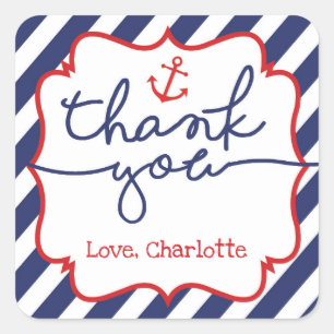 Nautical Anchor Boy Baby Shower Thank You Sticker
