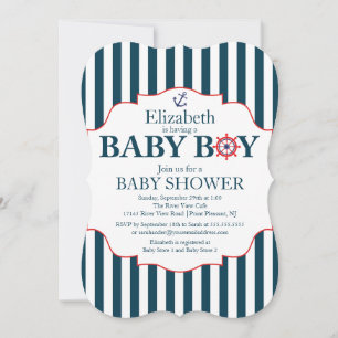 Nautical Anchor Boys Baby Shower Invitation