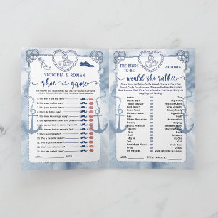  Nautical Anchor Bridal Shower, Activities 4 Games Invitation