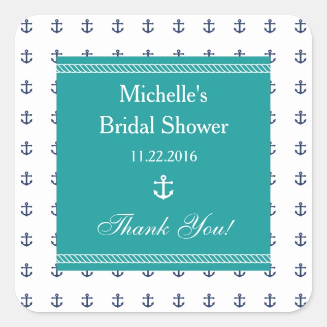 Nautical Anchor Bridal Shower Favour Sticker (Front)