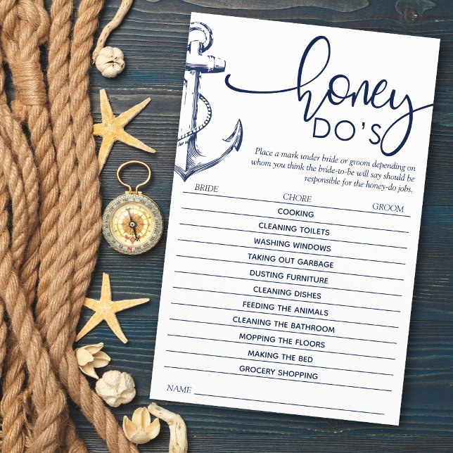 Nautical Anchor Bridal Shower Game Honey Do (Creator Uploaded)