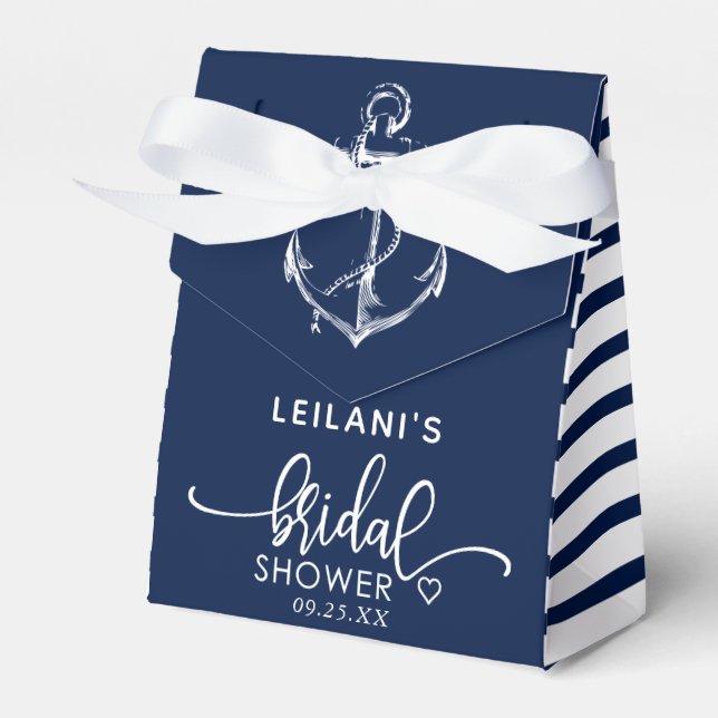 Nautical Anchor Bridal Shower Navy Blue Favour Box (Front Side)