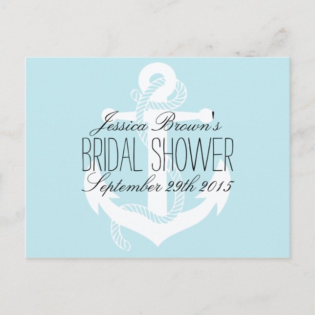 Nautical Anchor Bridal Shower Recipe Cards (Front)