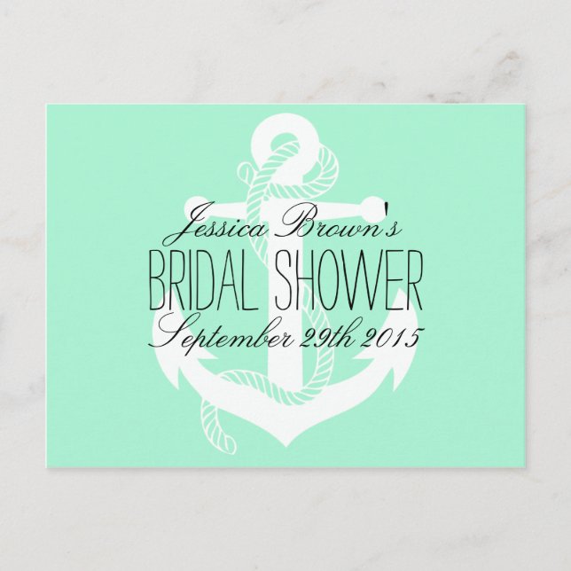 Nautical Anchor Bridal Shower Recipe Cards (Front)