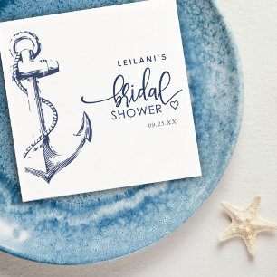 Nautical Anchor Bridal Shower White Napkin