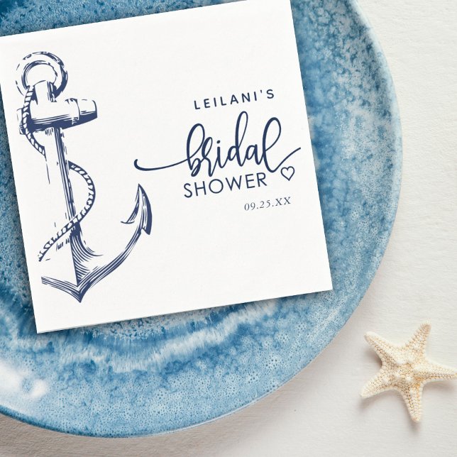 Nautical Anchor Bridal Shower White Napkin (Creator Uploaded)