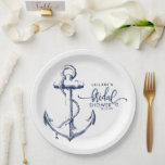 Nautical Anchor Bridal Shower White Paper Plate<br><div class="desc">This design features a large anchor on the left and a bridal shower in fun typography.</div>