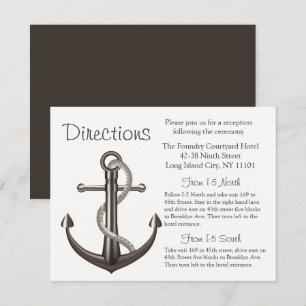 Nautical Anchor Brown Wedding Directions Details Invitation
