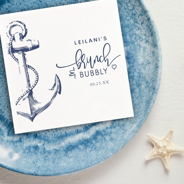 Nautical Anchor Brunch Bubbly White Napkin (Creator Uploaded)