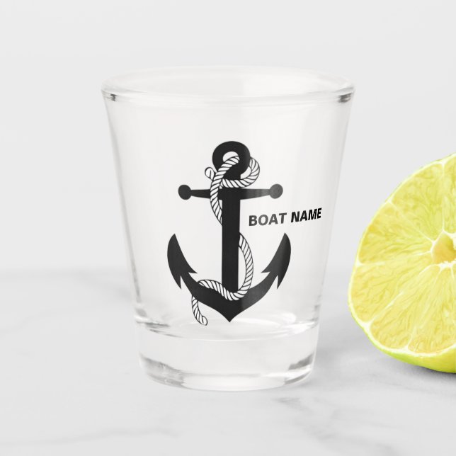 Nautical Anchor Captain Add Name Shot Gl Shot Glas Glass (Front)