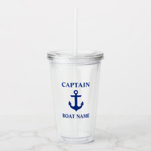 Nautical Anchor Captain Boat Name Acrylic Tumbler