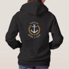Nautical Anchor Captain Boat Name Gold Laurel Zip