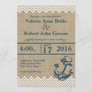 Nautical Anchor Chevron Wedding Invitation