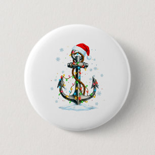 Nautical Anchor Christmas Lights Boating Sailor 6 Cm Round Badge