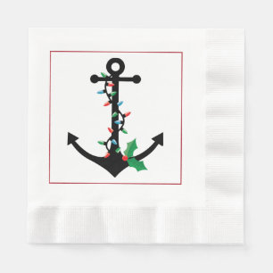 Nautical Anchor Christmas Paper Napkins