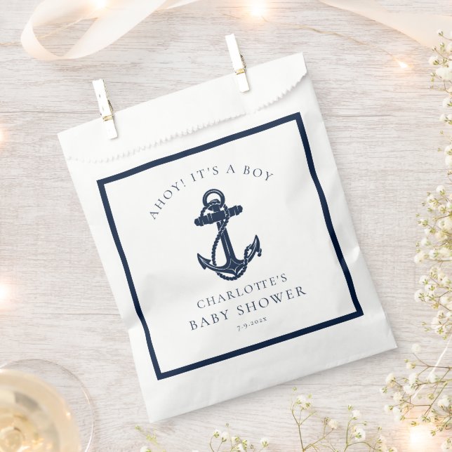 Nautical Anchor Coastal Boy Baby Shower Favour Bag (Clipped)