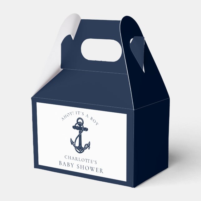 Nautical Anchor Coastal Boy Baby Shower Favour Box (Front Side)