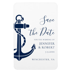 Nautical Anchor Coastal Wedding Save the Date Magnet